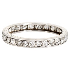 Vintage Deco Diamond Band Sz 5.75 Platinum Wedding Ring Eternity Fine Jewelry