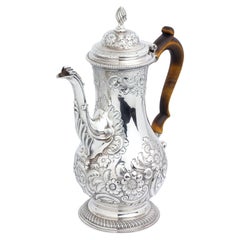 Antique George III Sterling Silver Coffee Pot Likely by Charles Wright