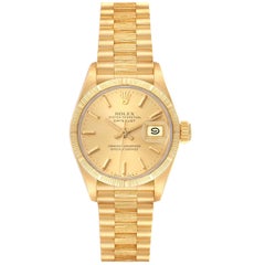 Used Rolex Datejust President Yellow Gold Bark Finish Ladies Watch 69278
