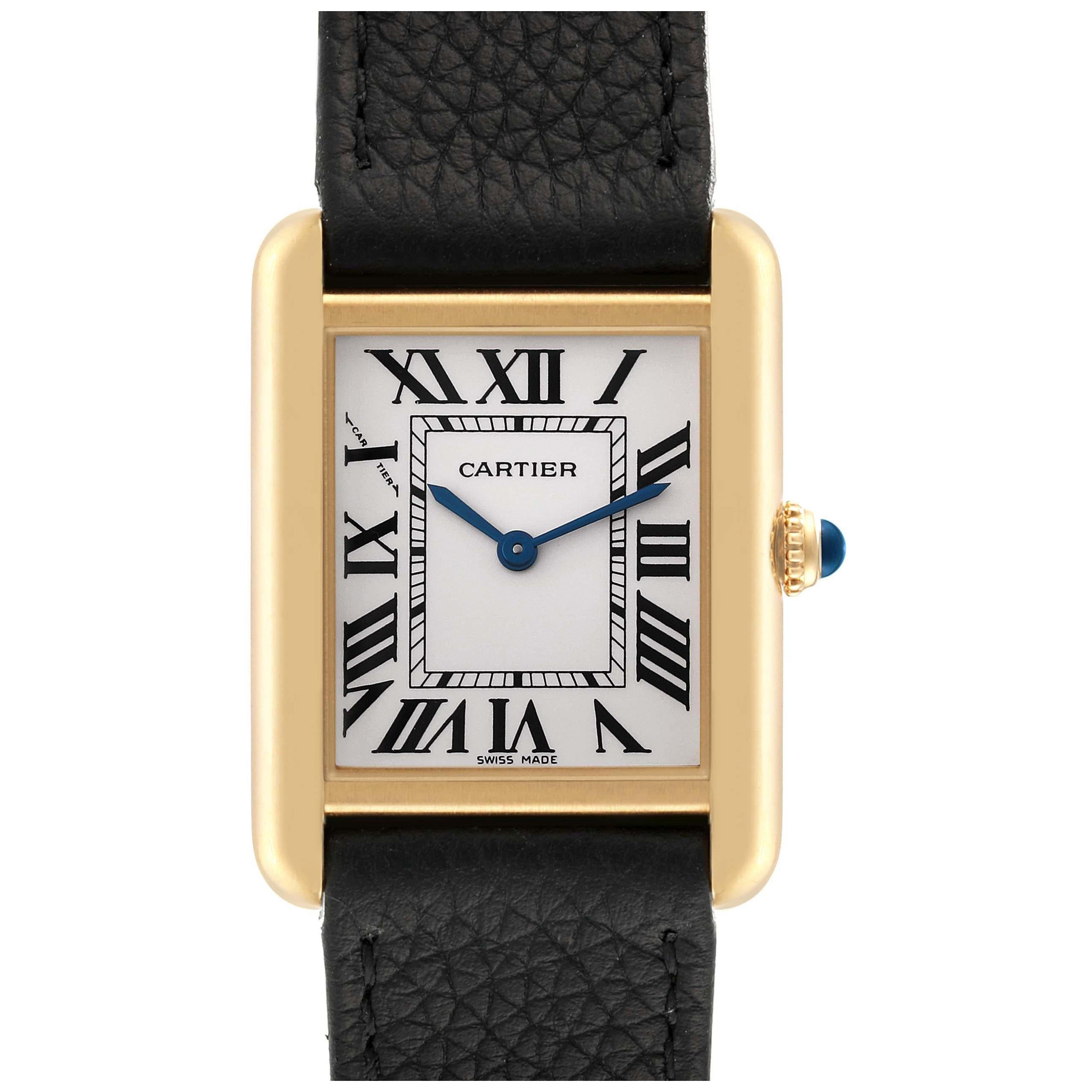 Cartier Tank Solo Yellow Gold Steel Silver Dial Ladies Watch W5200002 Card