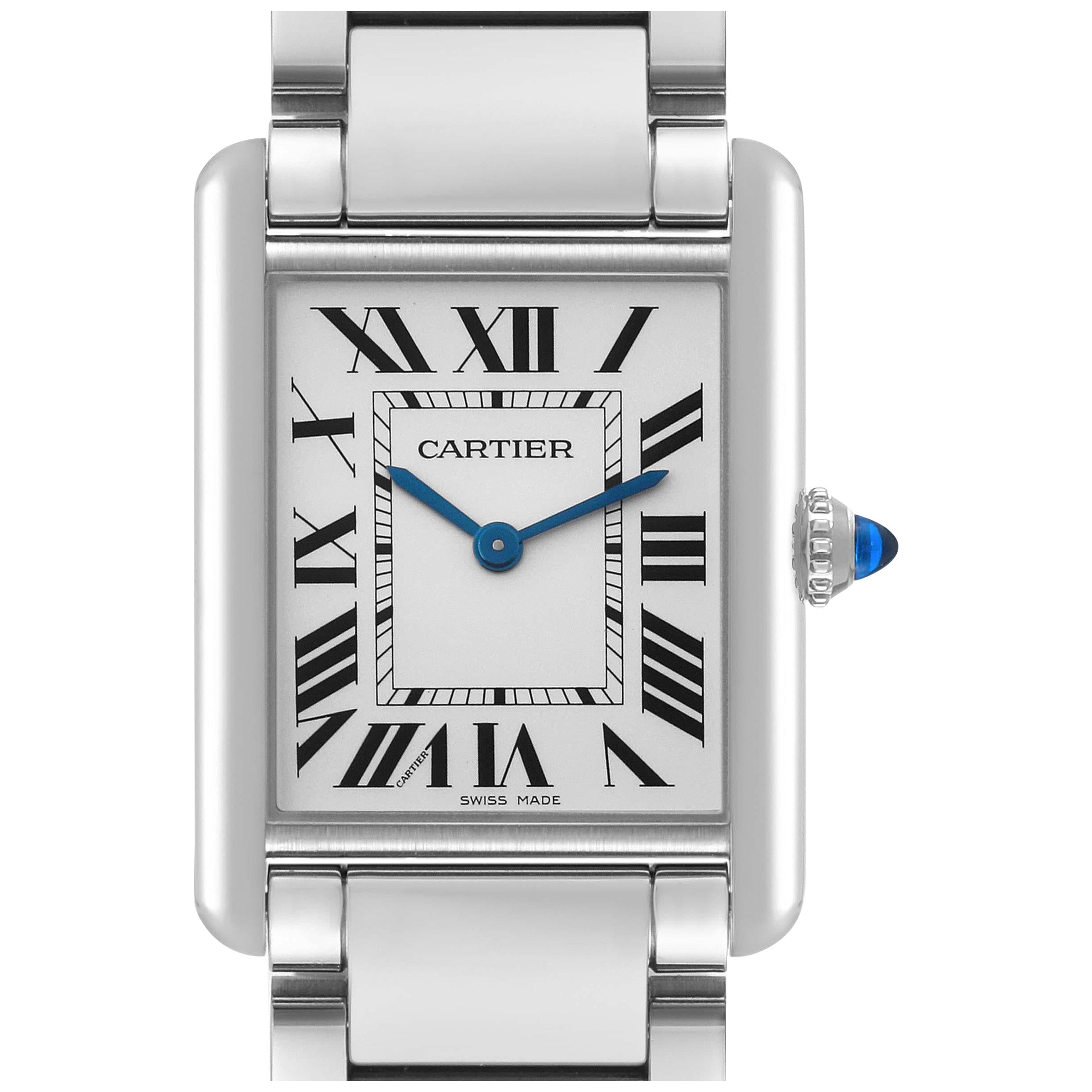 Cartier Tank Must Large Steel Silver Dial Ladies Watch WSTA0052