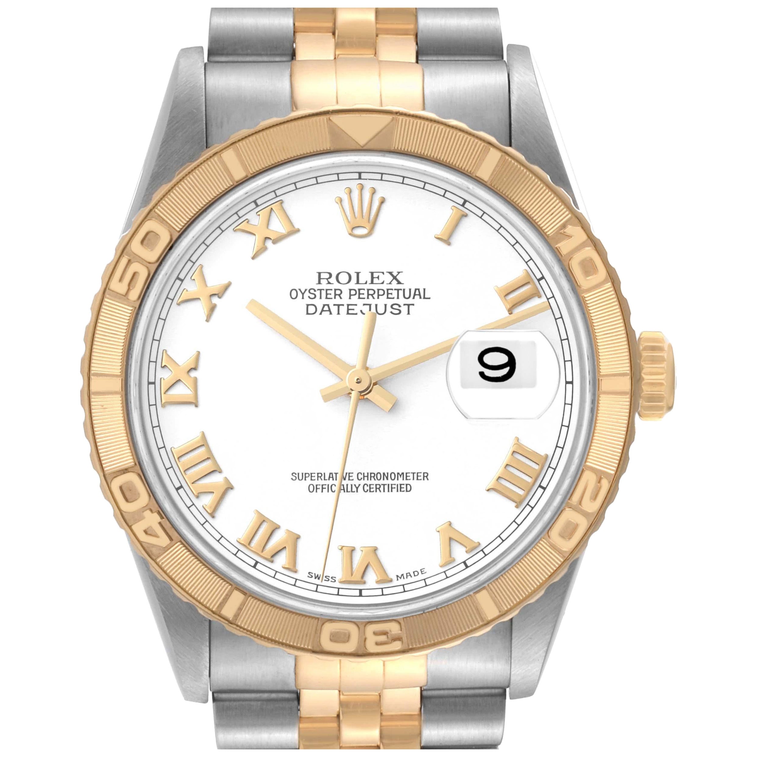 Rolex Datejust Turnograph Steel Yellow Gold Mens Watch 16263 Box Papers For Sale