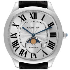 Cartier Drive Silver Dial Moonphase Steel Mens Watch WSNM0008