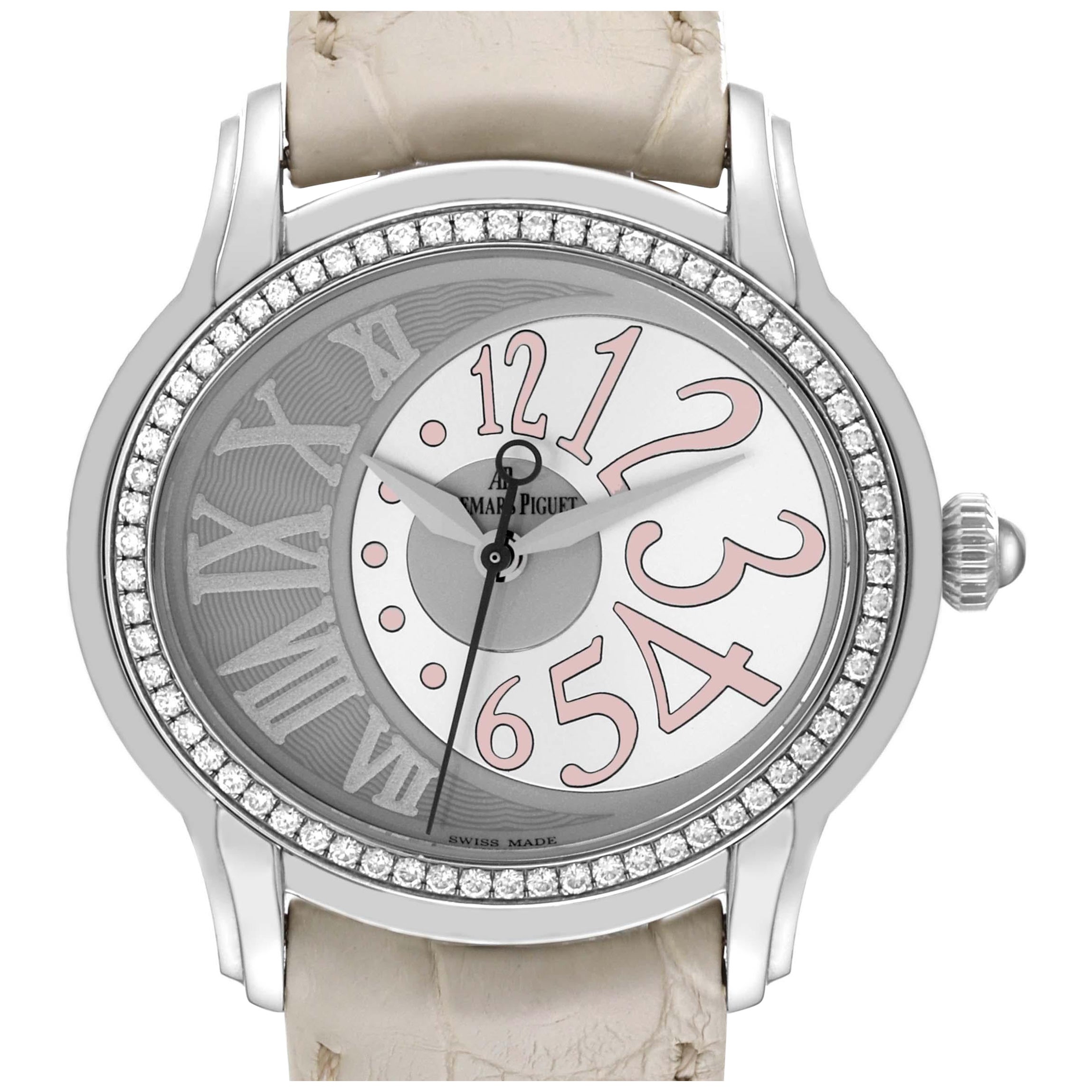 Audemars Piguet Millenary Steel Diamond Ladies Watch 77301ST For Sale