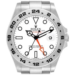 Used Rolex Explorer II White Dial Orange Hand Steel Mens Watch 216570 Box Card