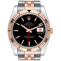 Rolex Datejust Turnograph Black Dial Steel Rose Gold Mens Watch 116261