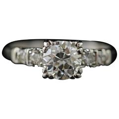 1940s 1.06 Carat Diamond Palladium Engagement Ring