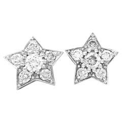 Sparkling 1.30 Carats Diamonds Gold Star Stud Earrings