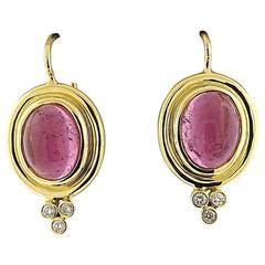 Temple St. Clair Pink Tourmaline Diamond Gold Earrings
