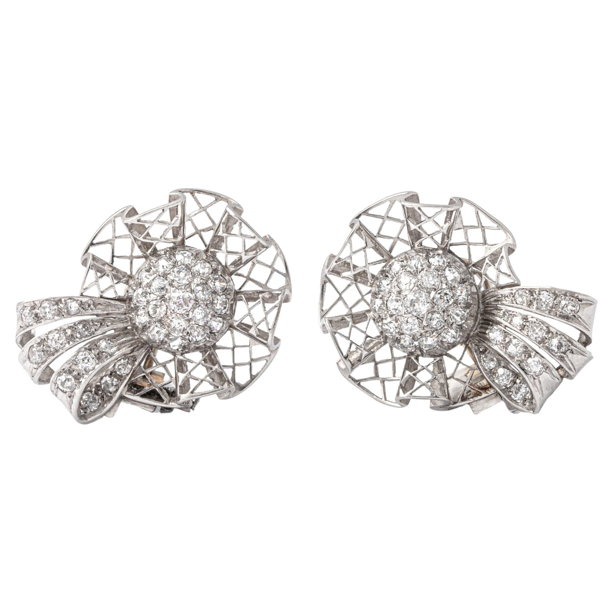 Retro Diamond Ear Clips 1940S