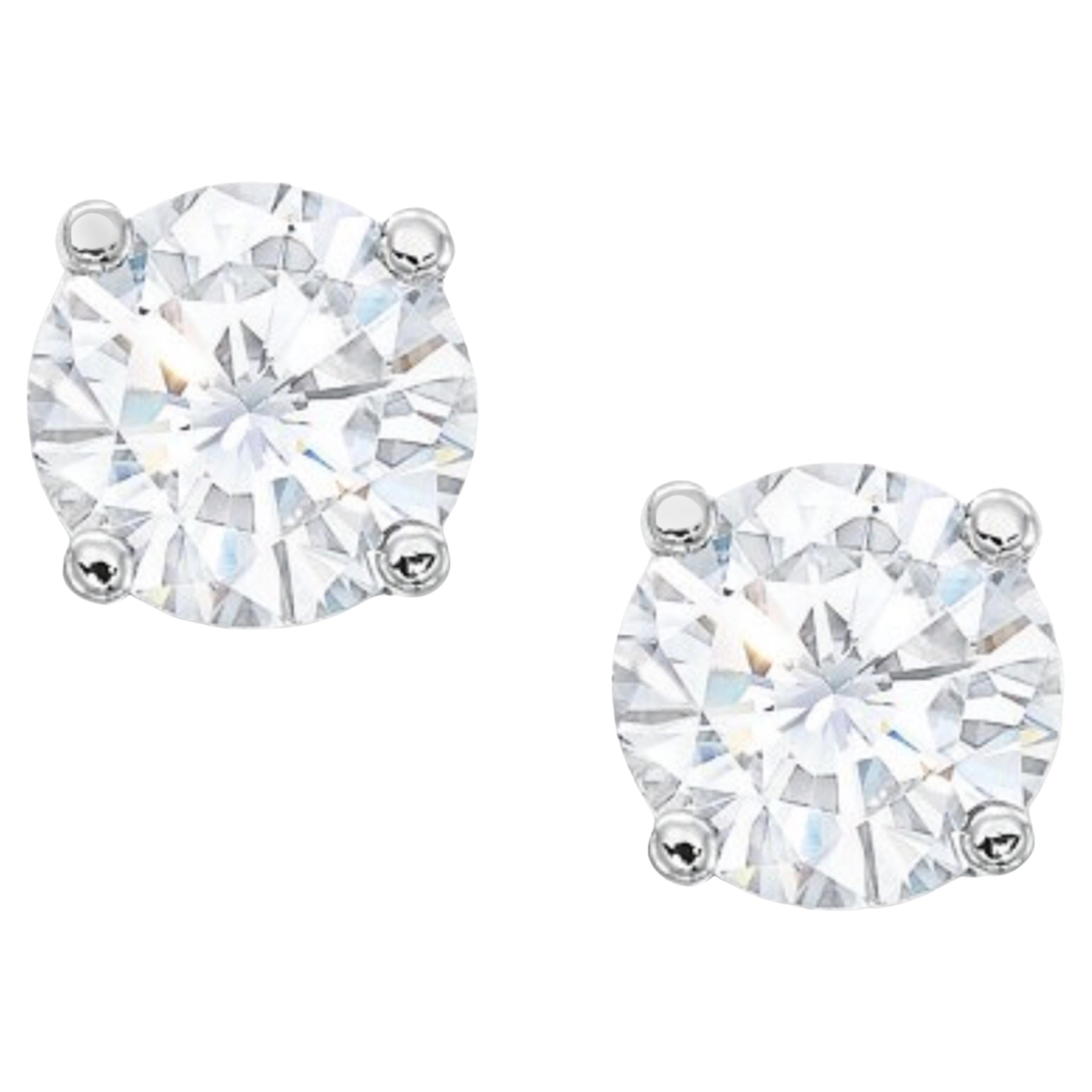 GIA Certified 4 Carat Round Diamond Studs  For Sale