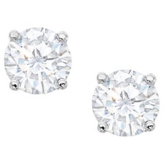 Boucles d'oreilles en diamant rond de 4 carats certifiées GIA