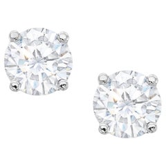 Boucles d'oreilles en diamant rond de 4 carats certifiées GIA 