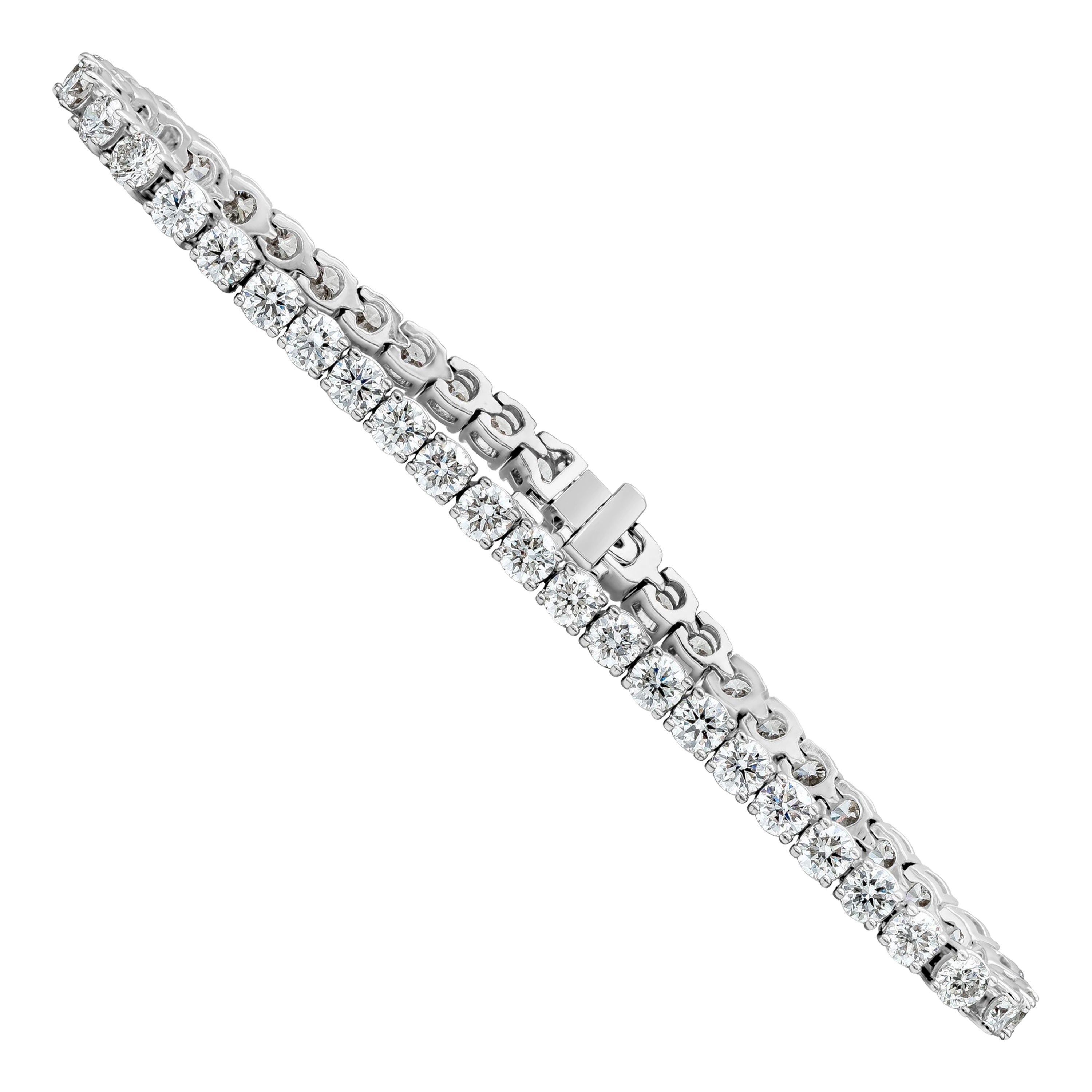 Roman Malakov Diamonds Classic Bracelet Tennis Classique 8.02 Carat Total Brilliant Round Diamond en vente