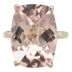  Grande bague en or blanc 14 carats avec morganite de 10,85 carats