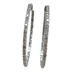 3.68 Carat Diamond Hoops Earrings 14 Karat White Gold