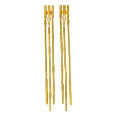 H. Stern Diamond 18 Karat Yellow Gold Fringe Fluid Gold Bead Drop Earrings