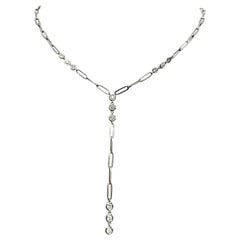 Diamond By The Yards Necklace with Paper-Clip Chain - Natural Diamonds - 14k WG