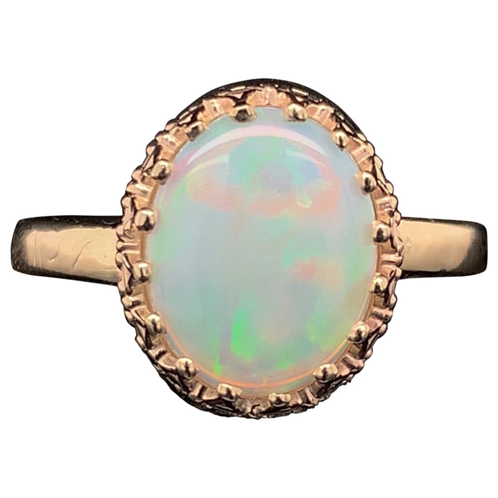 14K Yellow Gold 1.80 carat Australian Opal Ring For Sale