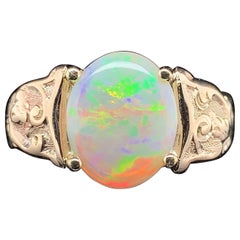 Anillo de Ópalo Australiano Antiguo de 10K y 14K de 1,98 quilates