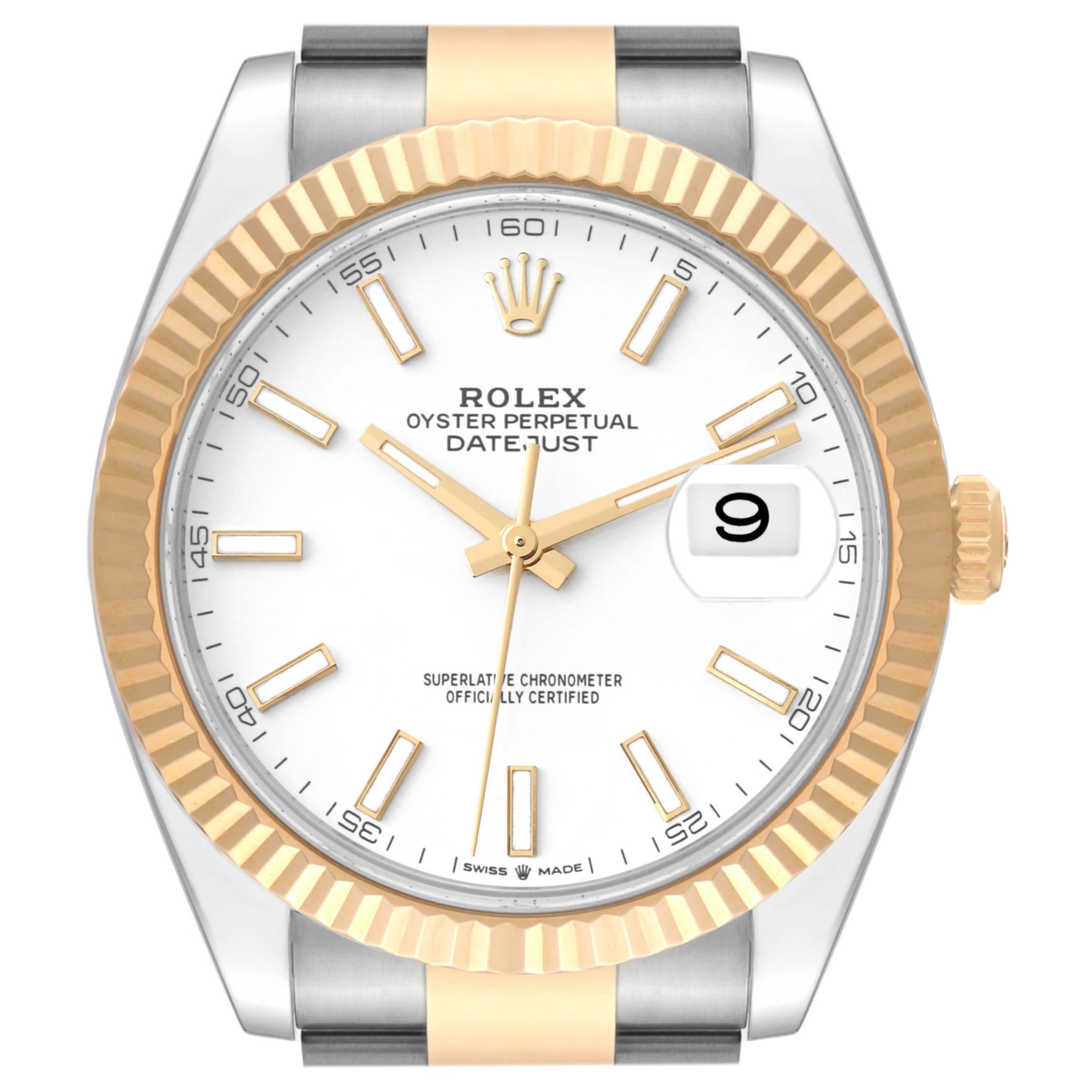 Rolex Datejust 41 Steel Yellow Gold White Dial Mens Watch 126333 Unworn