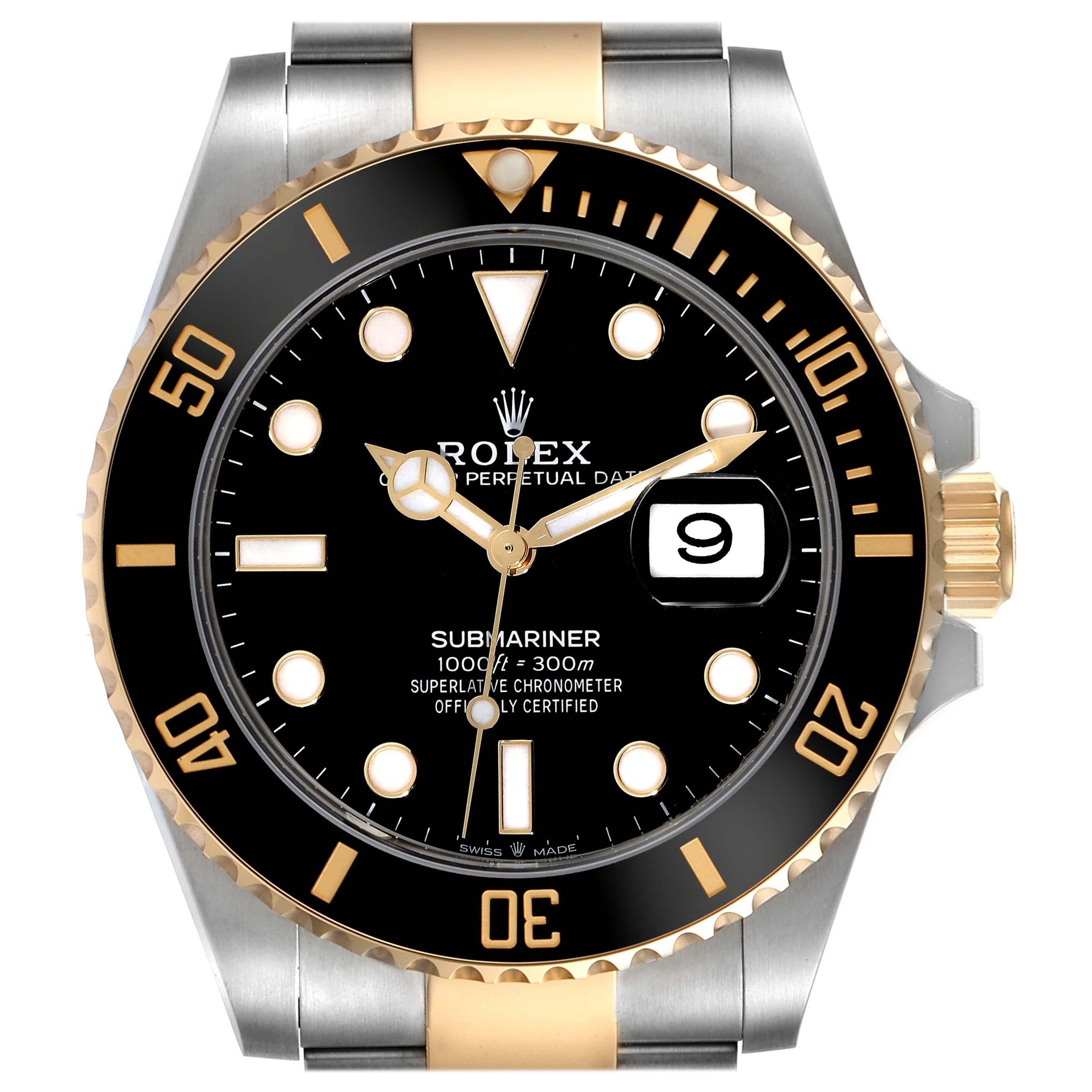 Rolex Submariner 41 Steel Yellow Gold Black Dial Mens Watch 126613 Box Card For Sale