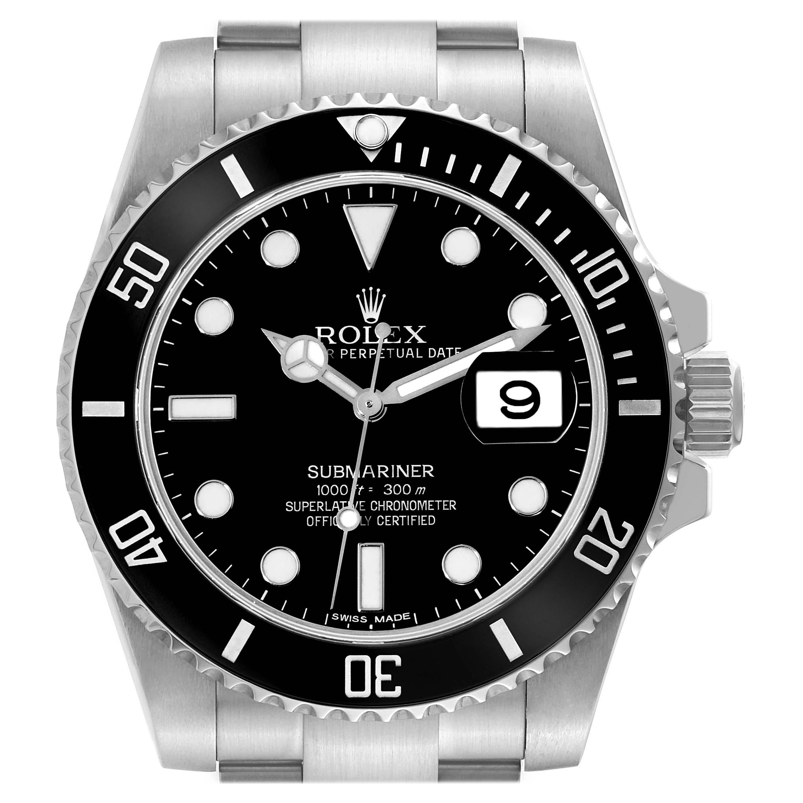 Rolex Submariner Date Black Dial Steel Mens Watch 116610