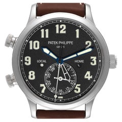 Patek Philippe Calatrava White Gold Pilot Travel Time Mens Watch 5524 Box Papers