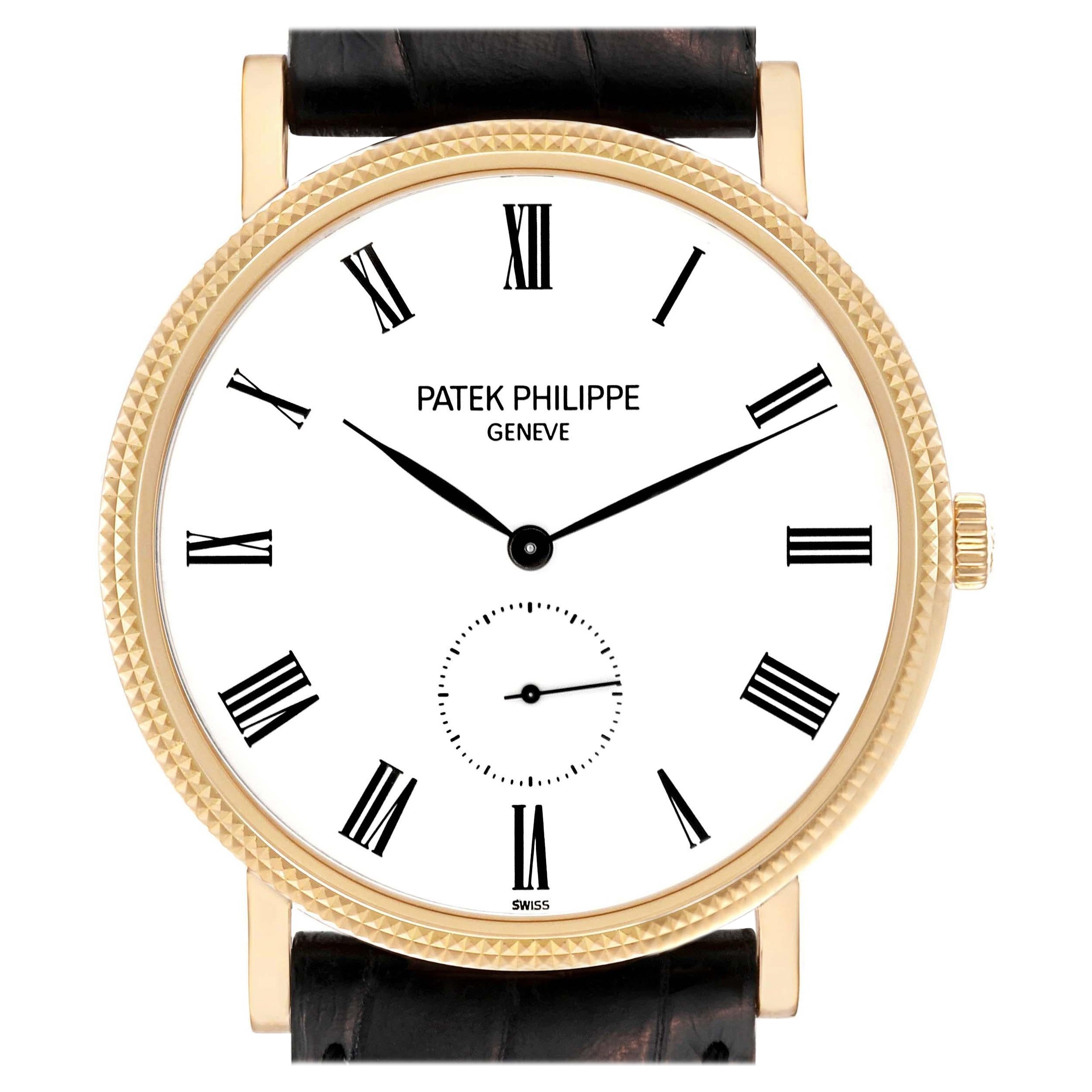 Patek Philippe Calatrava Yellow Gold White Dial Mens Watch 5119 For Sale