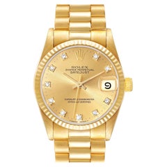 Used Rolex President Midsize Yellow Gold Diamond Dial Ladies Watch 68278