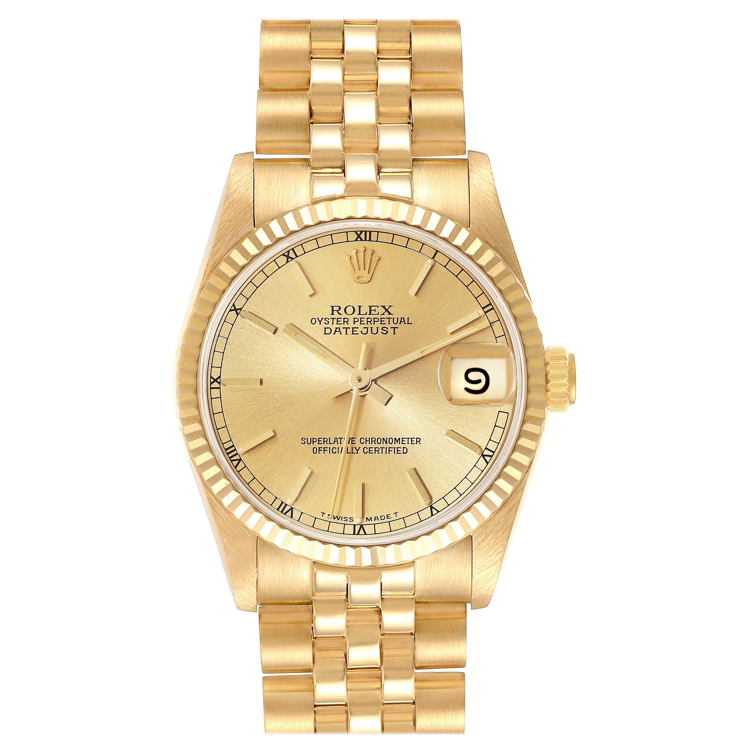 Rolex President Datejust 31 Midsize Yellow Gold Ladies Watch 68278 For Sale