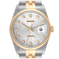 Rolex Datejust Anniversary Diamond Dial Steel Yellow Gold Mens Watch 16233