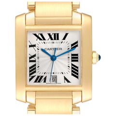 Cartier Tank Francaise Large Yellow Gold Silver Dial Mens Watch W50001R2