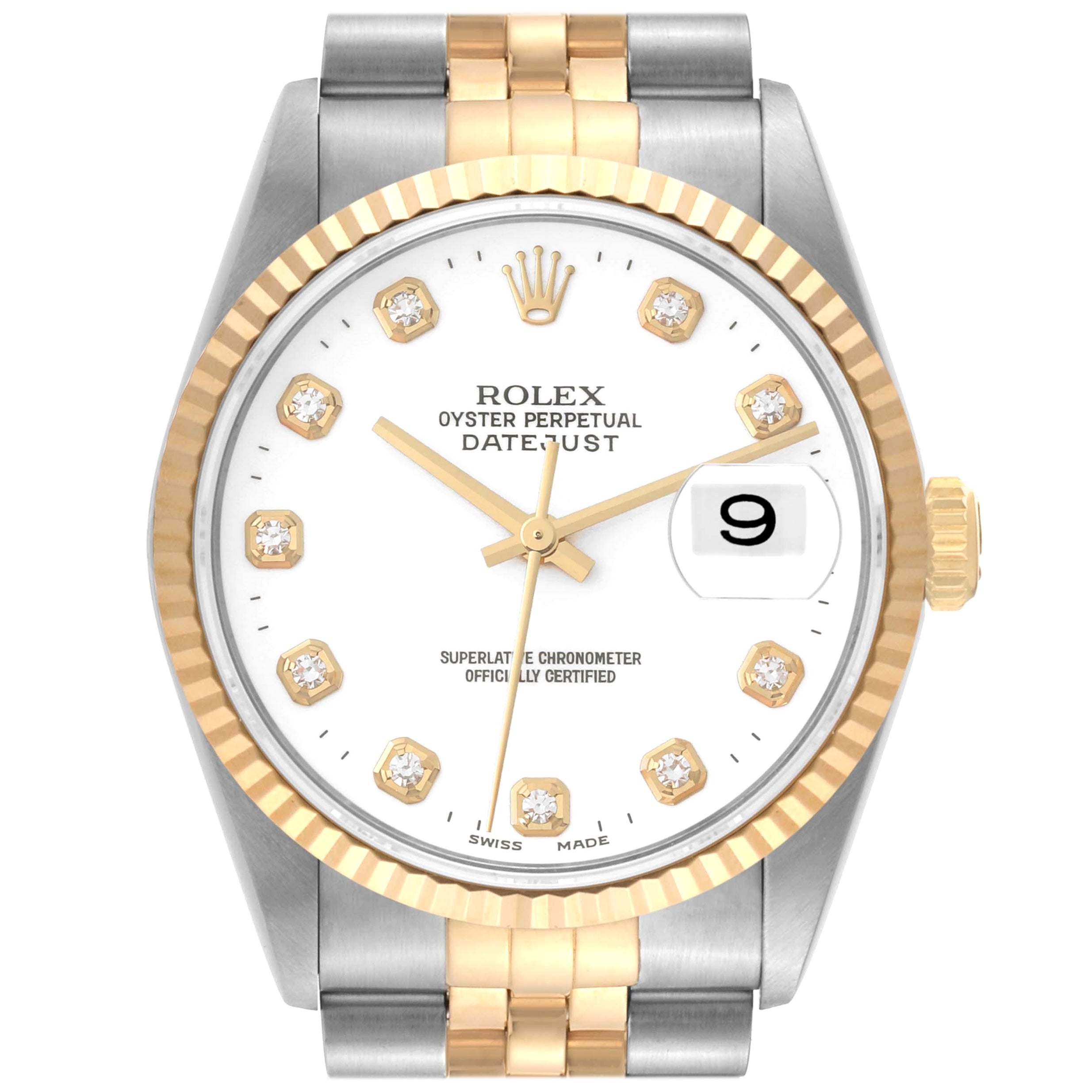 Rolex Datejust Diamant-Zifferblatt Stahl-Gelbgold-Herrenuhr 16233