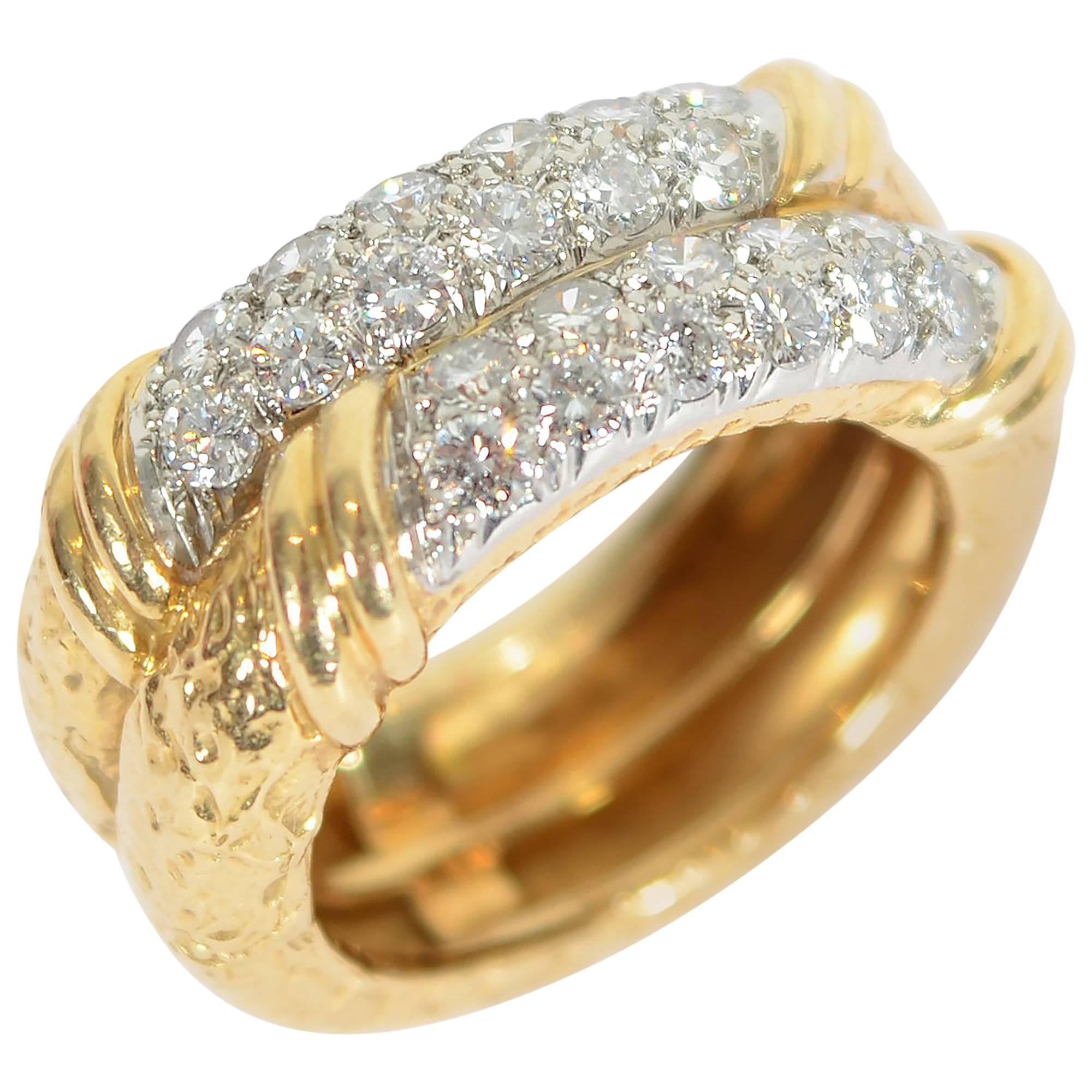 Van Cleef & Arpels Double Band Gold Diamond Ring
