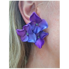 Jar Paris Pink & Purple Hydrangea Flower Aluminium & Gold Earrings