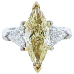 Striking Mid-Century Modern  G.I.A. Fancy 2.07 carat Diamond Ring