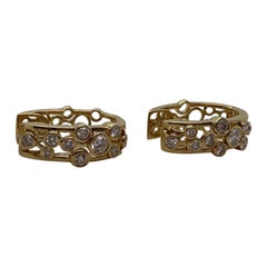 Diamant-Creolen-Ohrringe mit Hebelverschluss aus 18 Karat Gold