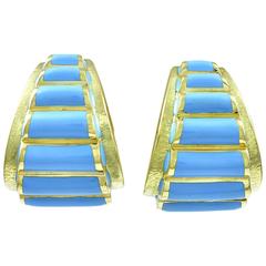 Dramatic David Webb Enamel Gold Ear Clips 8