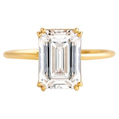 1 ct  Bague en or 14k avec moissanite taille émeraude