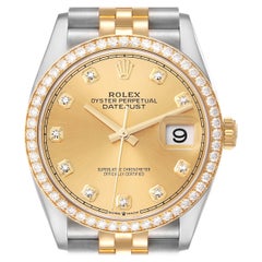 Rolex Montre Datejust 36 en acier, or jaune avec cadran en diamant, pour femmes 126283 non portée