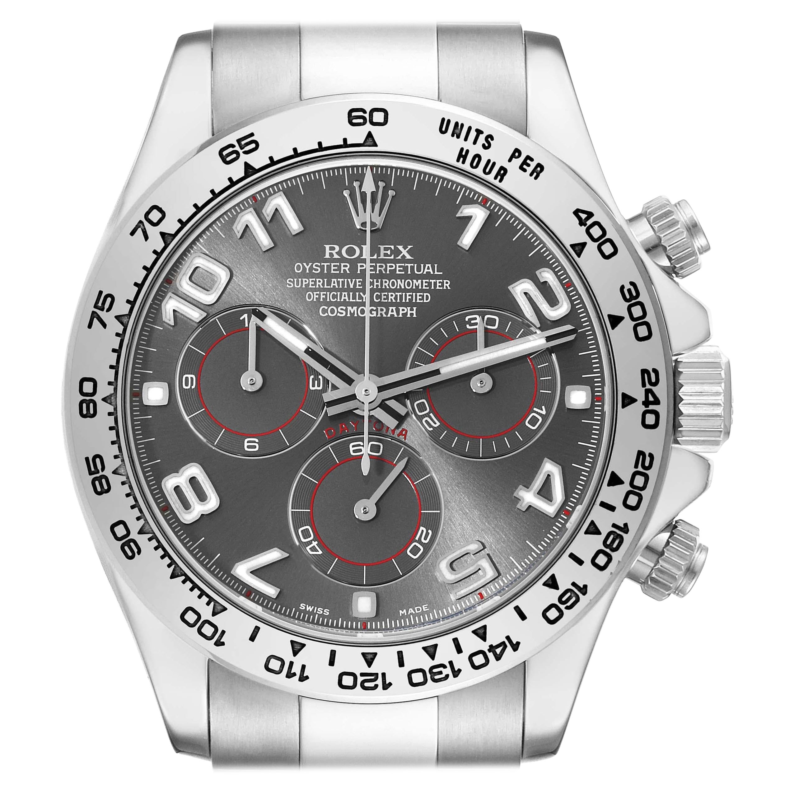 Rolex Daytona Grey Dial White Gold Chronograph Mens Watch 116509