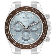 Rolex Daytona Ice Blue Dial Platinum Chronograph Mens Watch 116506 Box Card