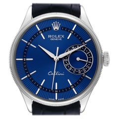 Rolex Cellini Date White Gold Blue Dial Mens Watch 50519