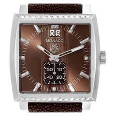 TAG Heuer Monaco Brown Dial Diamond Steel Damenuhr WAW1316