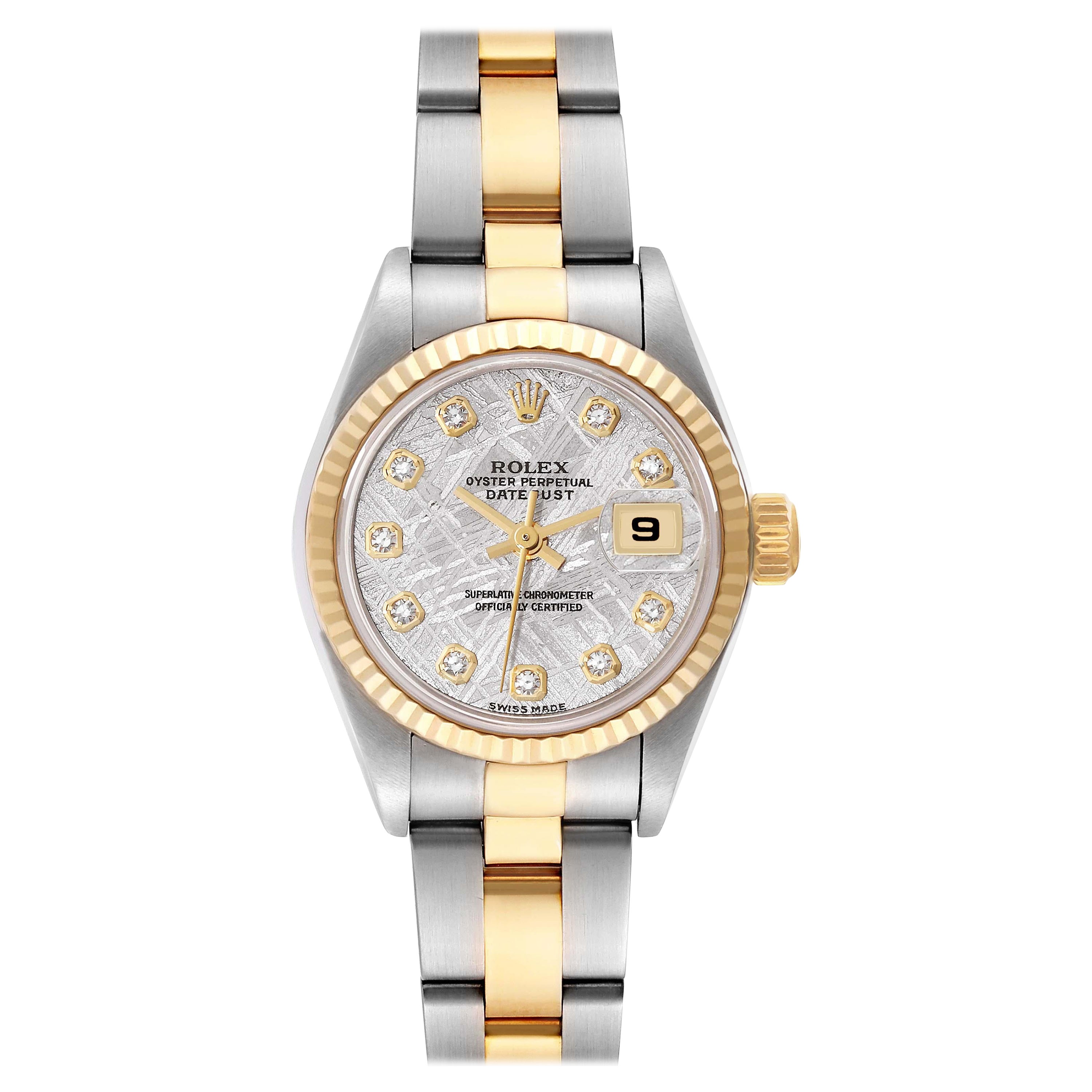 Rolex Datejust Steel Yellow Gold Meteorite Diamond Dial Ladies Watch 79173 For Sale