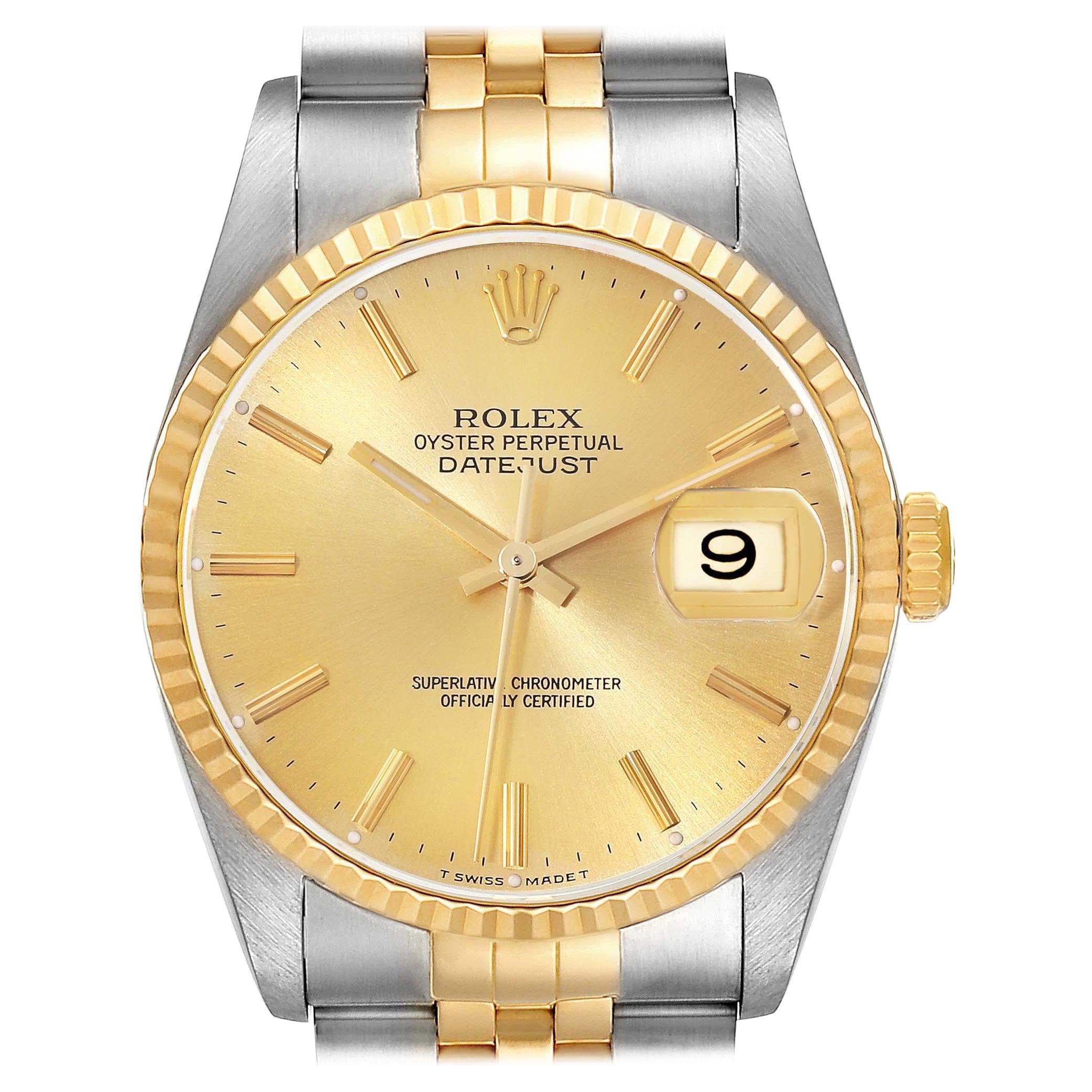 Rolex Datejust 36 Steel Yellow Gold Champagne Dial Mens Watch 16233 For Sale
