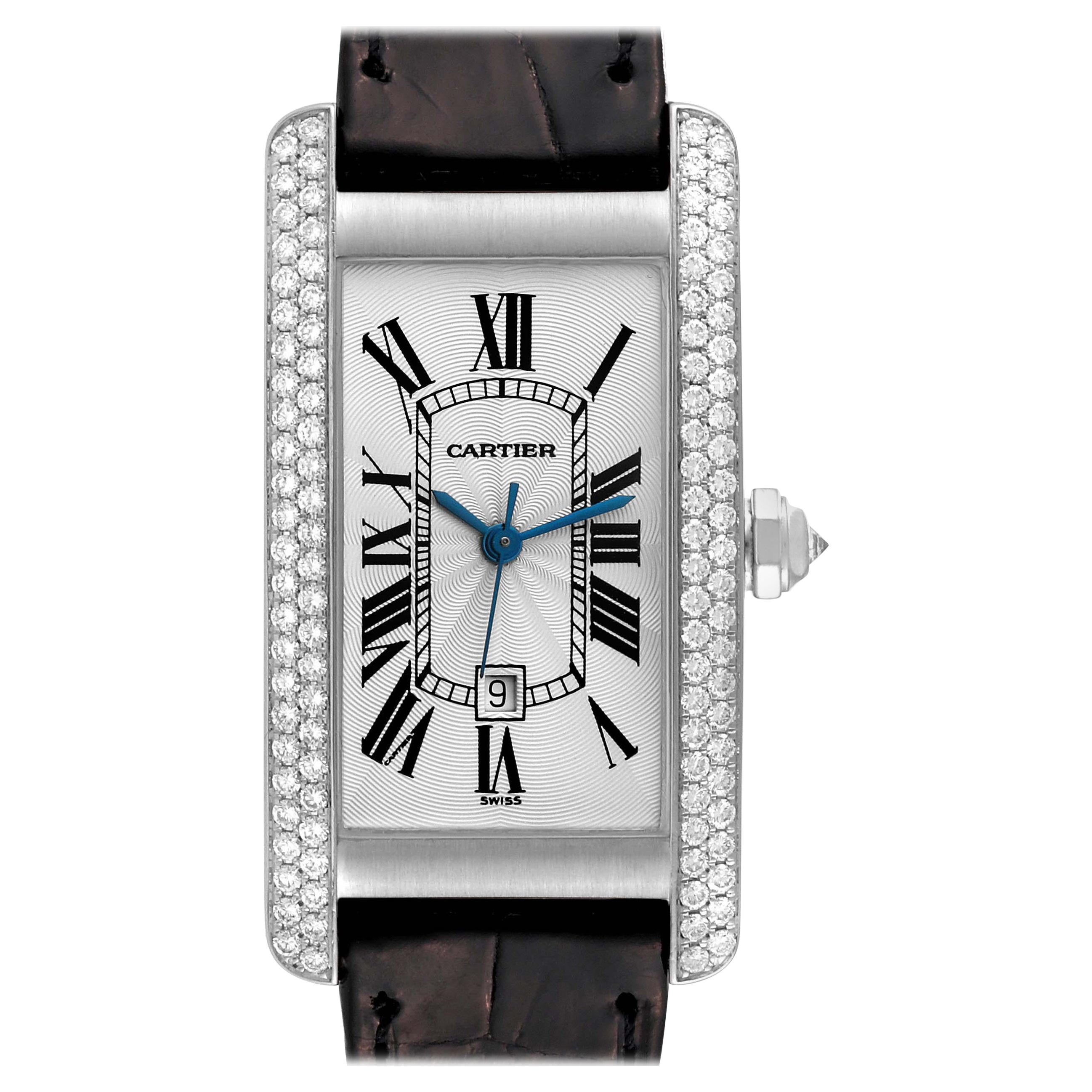 Cartier Tank Americaine White Gold Diamond Ladies Watch WB702651 For Sale