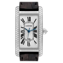 Used Cartier Tank Americaine White Gold Diamond Ladies Watch WB702651