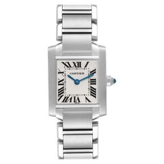 Cartier Tank Francaise Small Silver Dial Steel Ladies Watch W51008Q3 Box Papers